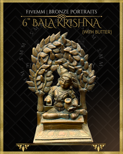Bala Krishna with butter Panchaloha Bronze Icon - 6" with arch