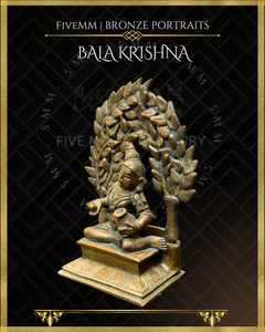 Bala Krishna with butter Panchaloha Bronze Icon - 6" with arch