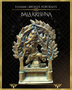 Bala Krishna with butter Panchaloha Bronze Icon - 6" with arch