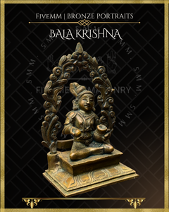 Bala Krishna with butter Panchaloha Bronze Icon - 5" with arch