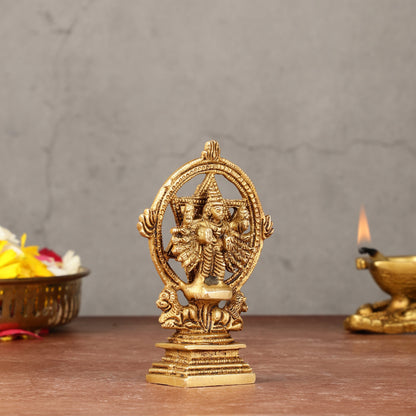 Brass Sudharashna Chakara Vishnu and Narsimha Chakrathazhwar 4"