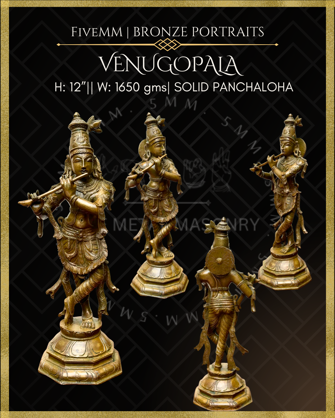 Krishna as Venugopala Panchaloha Bronze Icon - 12"