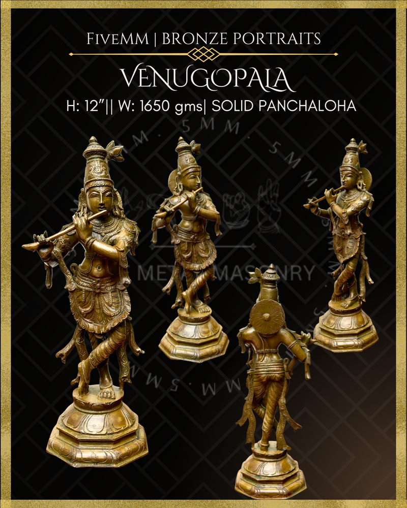Krishna as Venugopala Panchaloha Bronze Icon - 12"