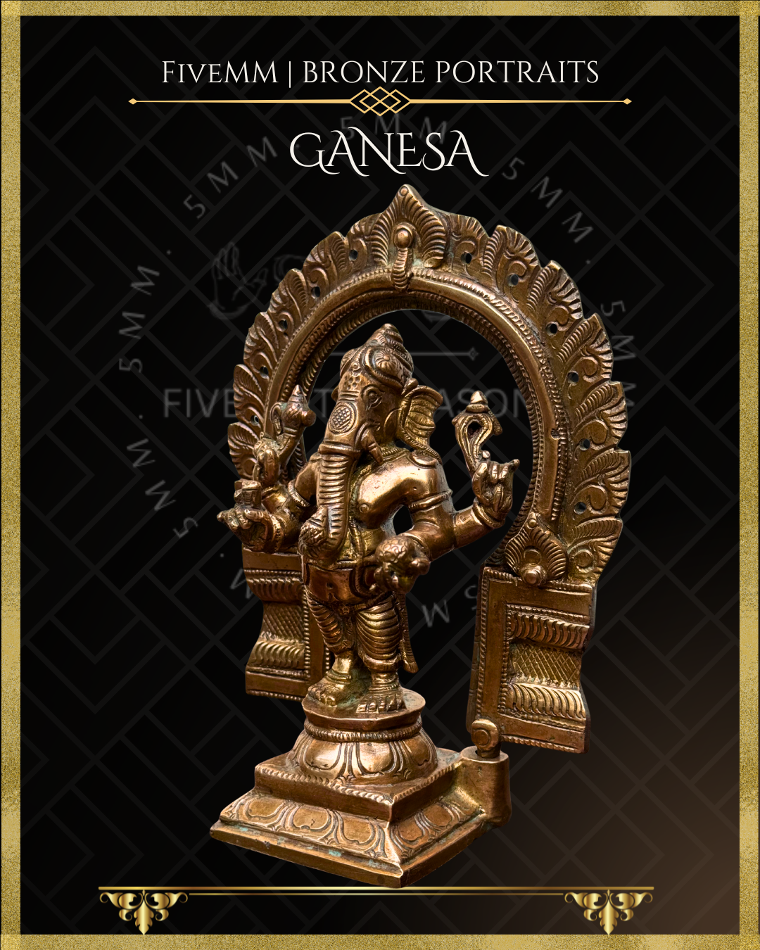 Ganesa Panchaloha Bronze Icon -6.5" Standing with arch