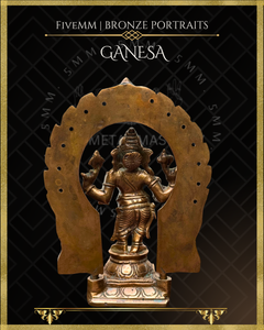 Ganesa Panchaloha Bronze Icon -6.5" Standing with arch