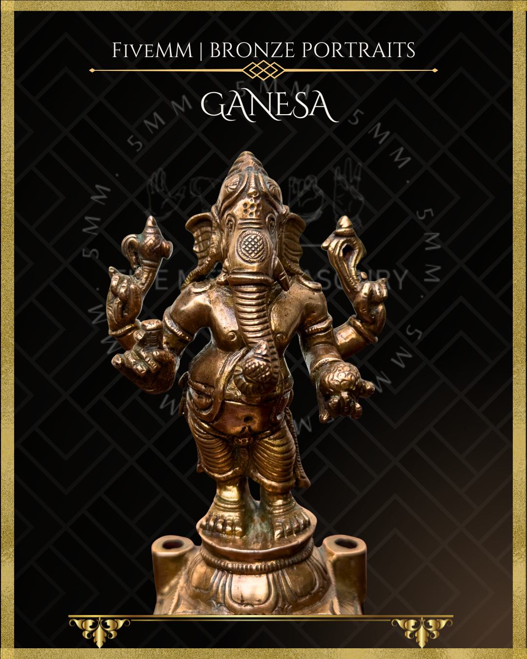 Ganesa Panchaloha Bronze Icon -6.5" Standing with arch