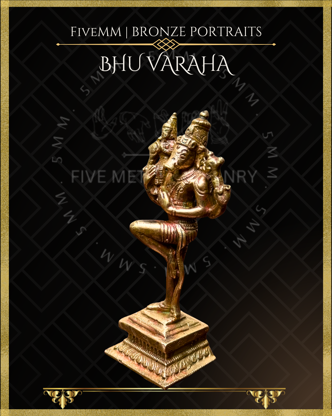 Bhu Varaha Panchaloha Bronze Icon - 4"