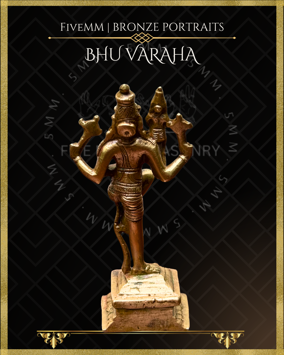 Bhu Varaha Panchaloha Bronze Icon - 4"
