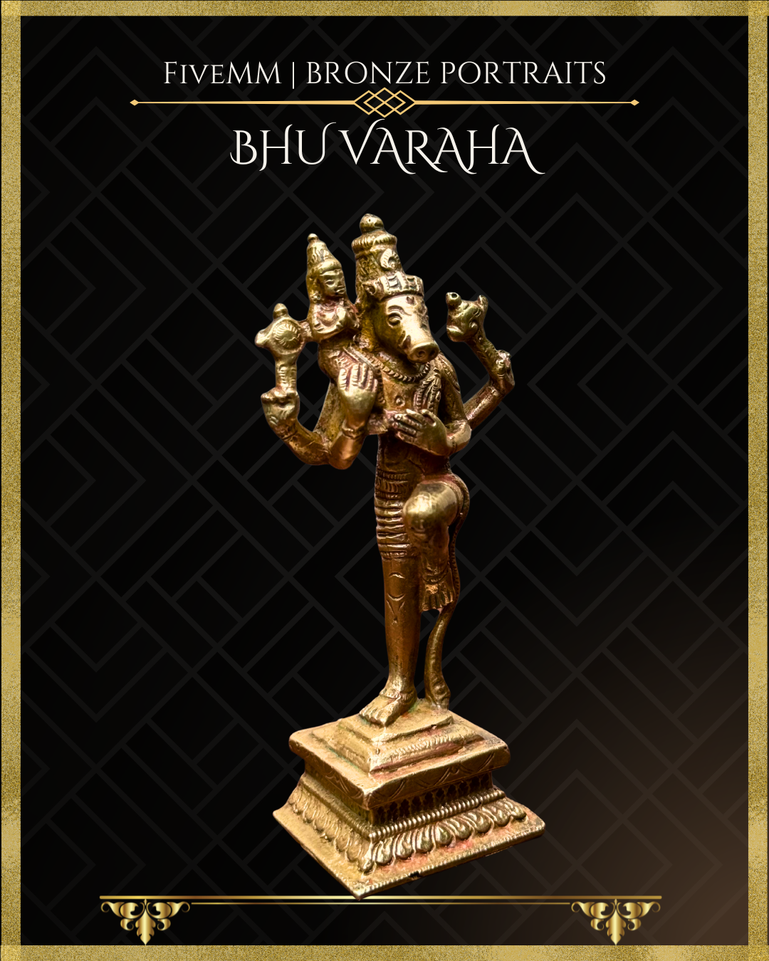 Bhu Varaha Panchaloha Bronze Icon - 4"
