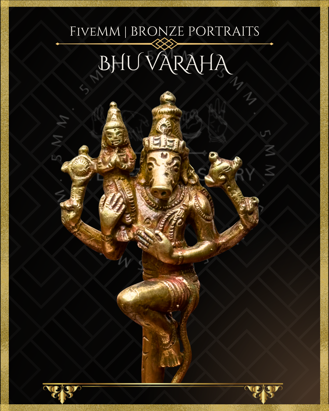 Bhu Varaha Panchaloha Bronze Icon - 4"