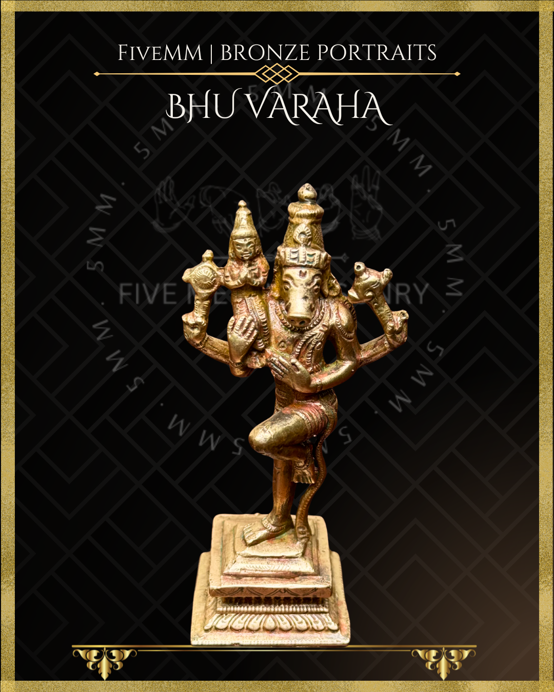 Bhu Varaha Panchaloha Bronze Icon - 4"
