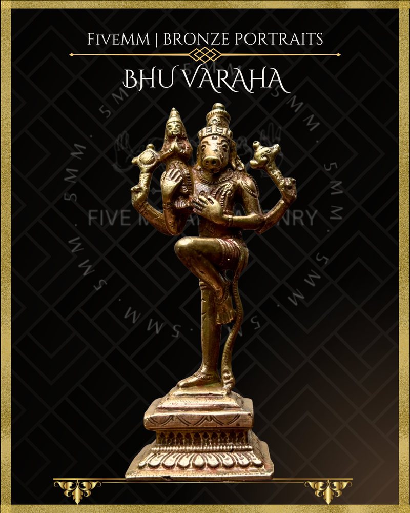 Bhu Varaha Panchaloha Bronze Icon - 4"