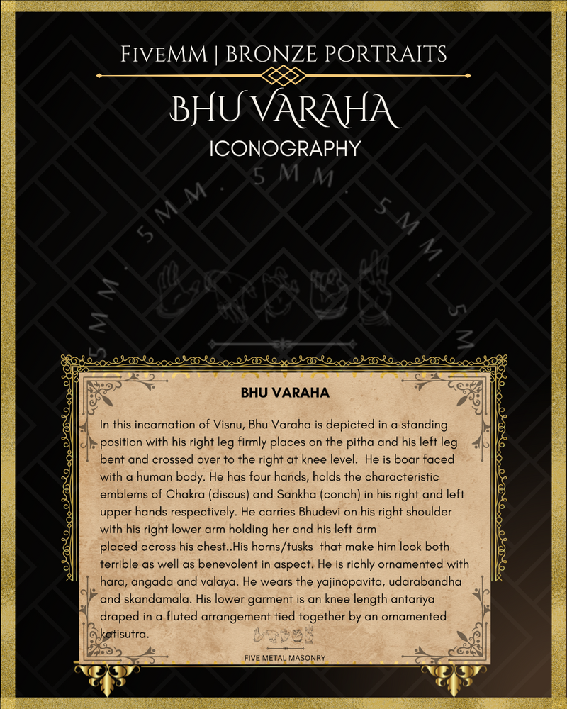Bhu Varaha Panchaloha Bronze Icon - 4"
