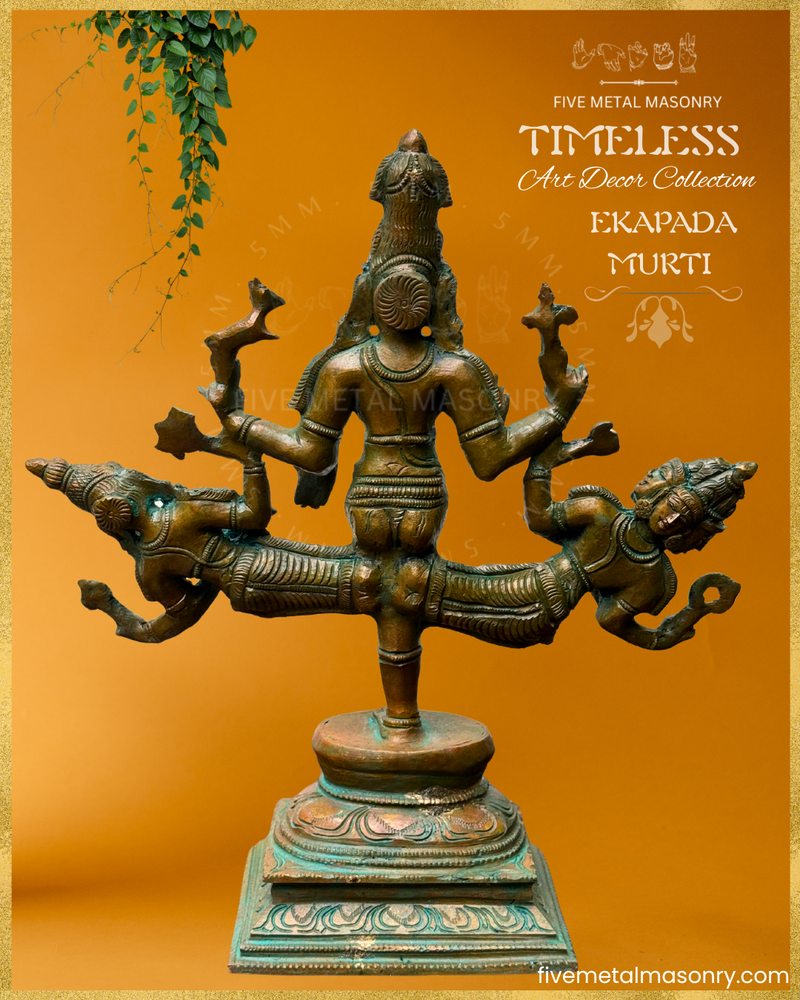 Ekapada Murti: Shiva:Vishnu:Brahma Panchaloha Bronze Icon - 10.5" - Timeless Collection