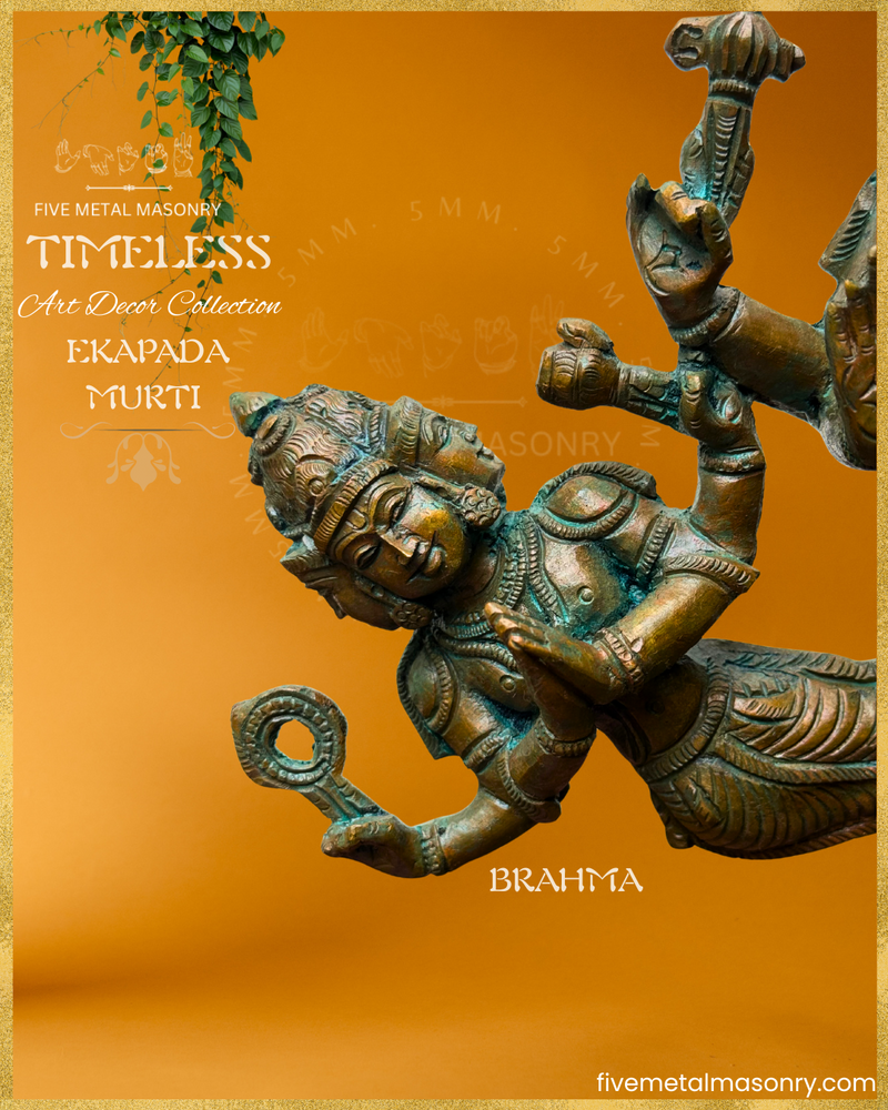 Ekapada Murti: Shiva:Vishnu:Brahma Panchaloha Bronze Icon - 10.5" - Timeless Collection