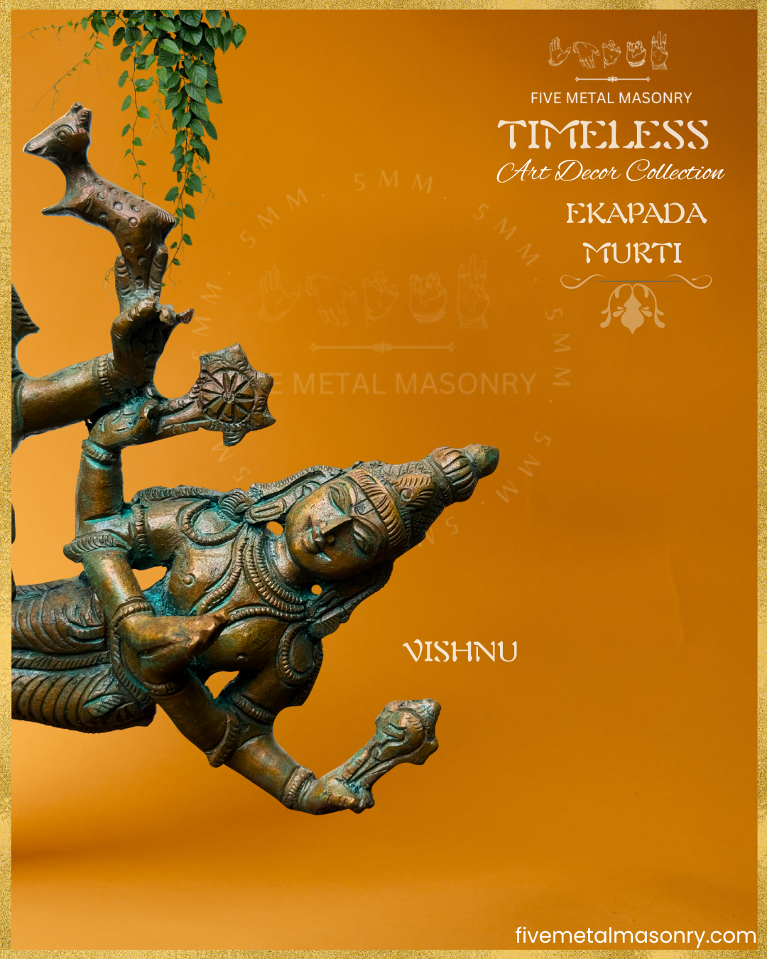 Ekapada Murti: Shiva:Vishnu:Brahma Panchaloha Bronze Icon - 10.5" - Timeless Collection