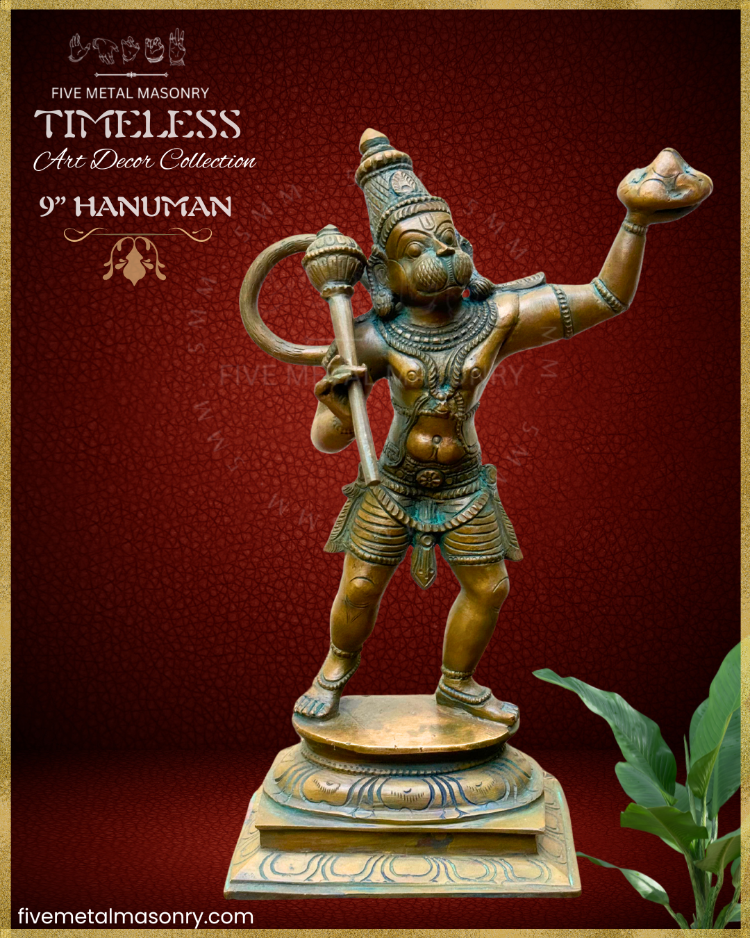 Sanjeevani Hanuman Panchaloha Bronze Icon - 9"- Timeless Collection