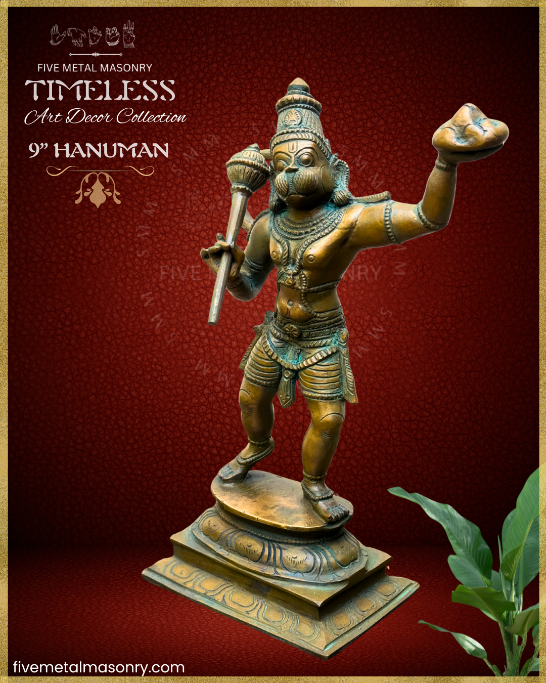 Sanjeevani Hanuman Panchaloha Bronze Icon - 9"- Timeless Collection