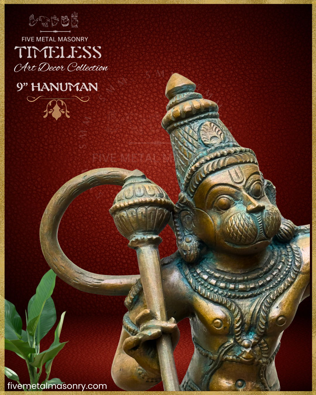 Sanjeevani Hanuman Panchaloha Bronze Icon - 9"- Timeless Collection