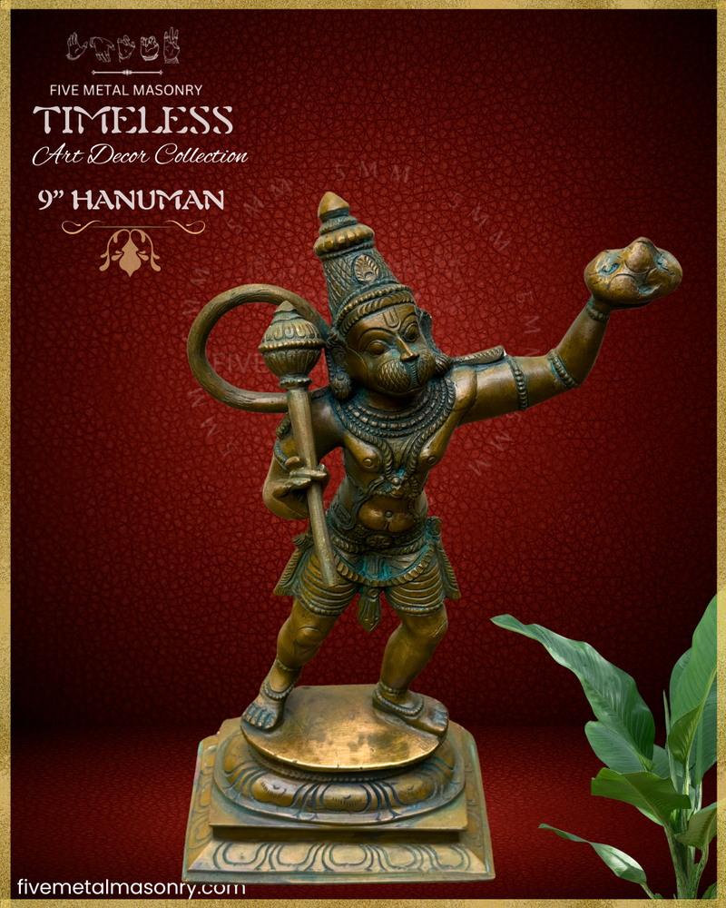 Sanjeevani Hanuman Panchaloha Bronze Icon - 9"- Timeless Collection