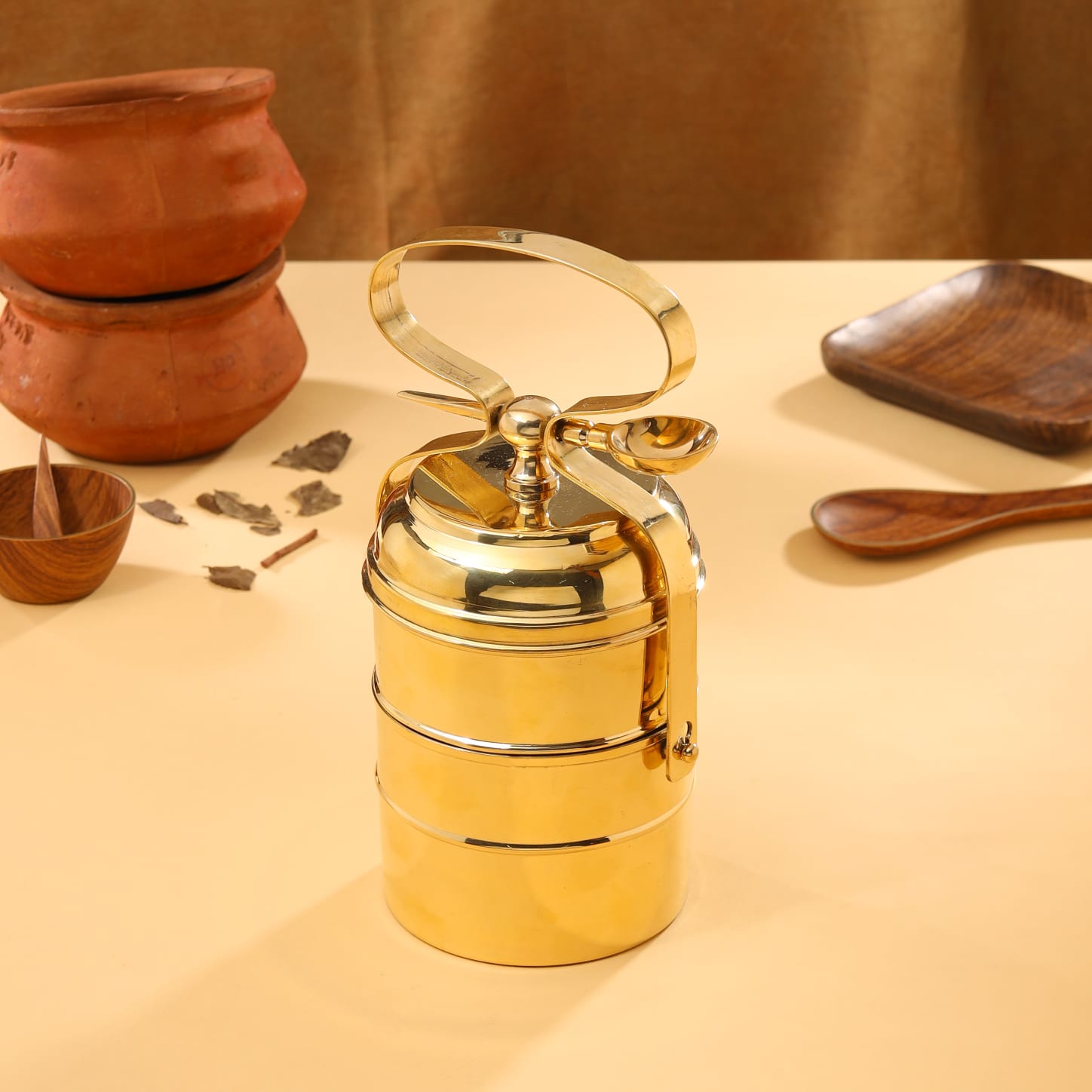 Brass Tiffin Box (11 Inch)