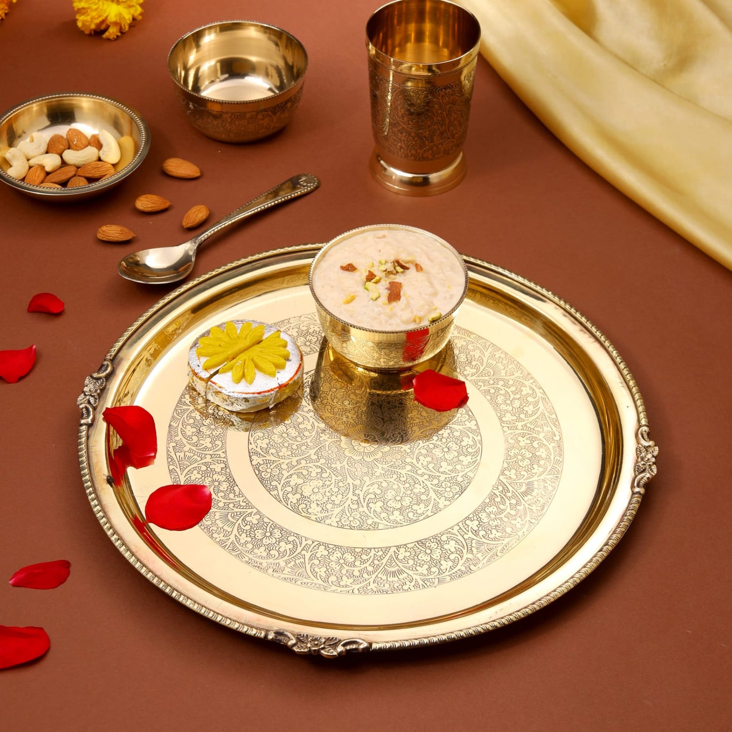 Brass Thali/Dinner Set (1.25 Kg)