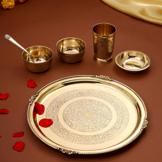 Brass Thali/Dinner Set (1.25 Kg)