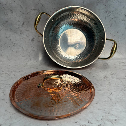 Copper Kadahi with lid(Tin Coated)