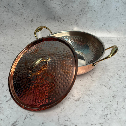 Copper Kadahi with lid(Tin Coated)