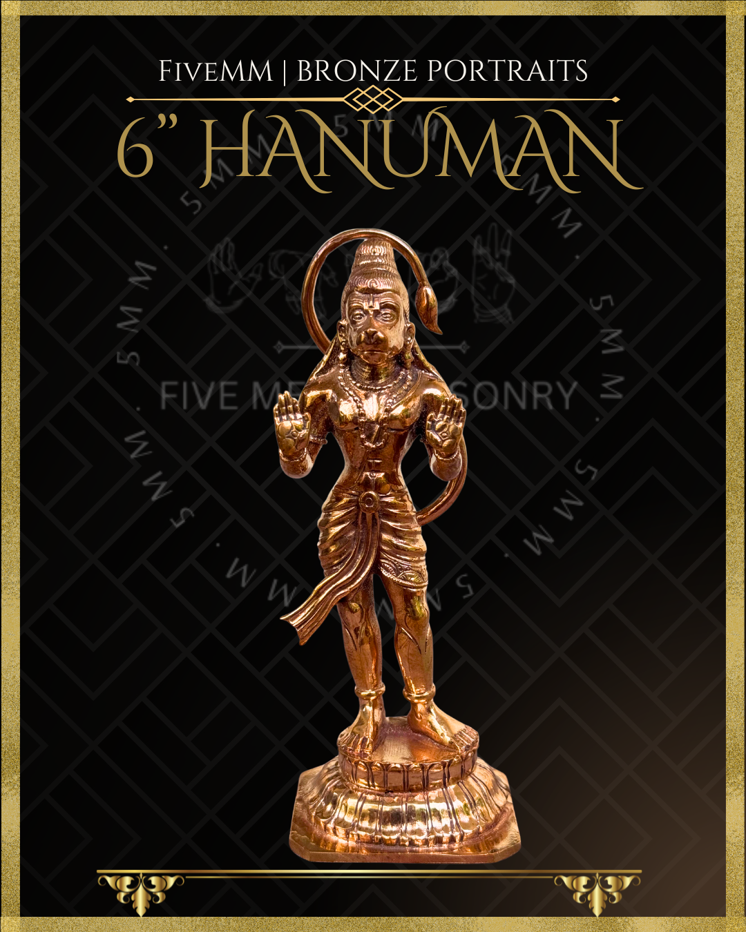 Abhaya Hanuman Panchaloha Bronze Icon - 6" - Polished finish