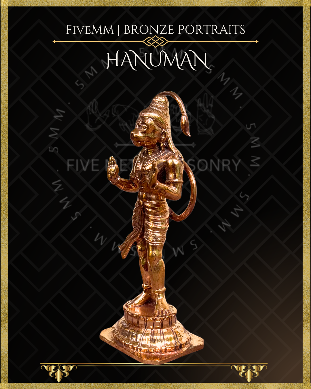Abhaya Hanuman Panchaloha Bronze Icon - 6" - Polished finish