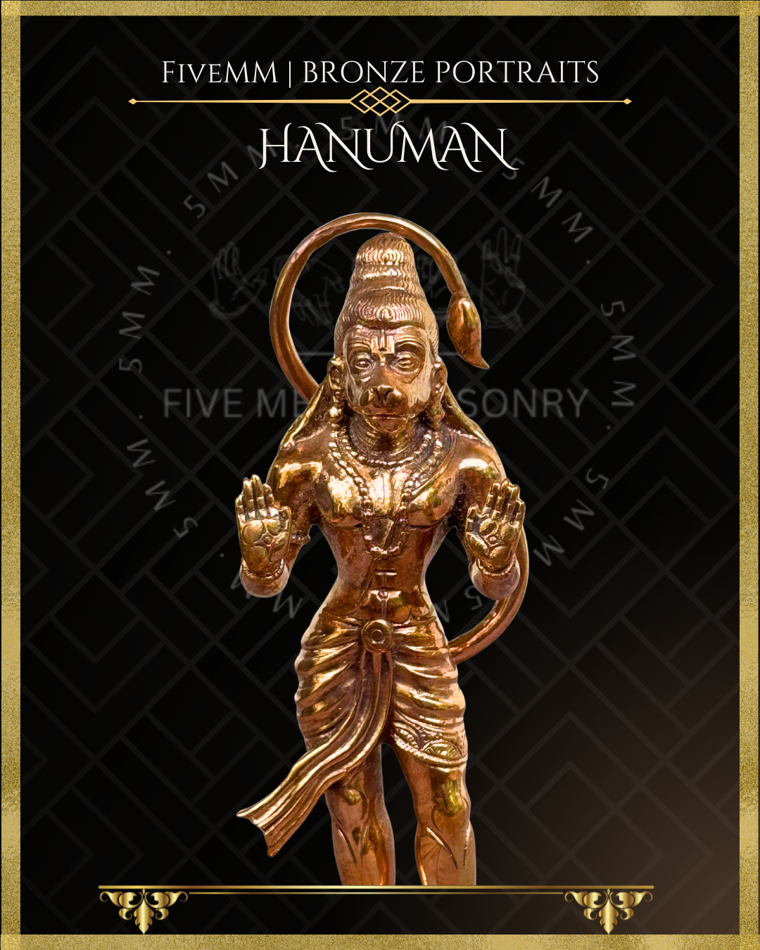 Abhaya Hanuman Panchaloha Bronze Icon - 6" - Polished finish
