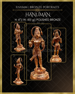 Abhaya Hanuman Panchaloha Bronze Icon - 6" - Polished finish