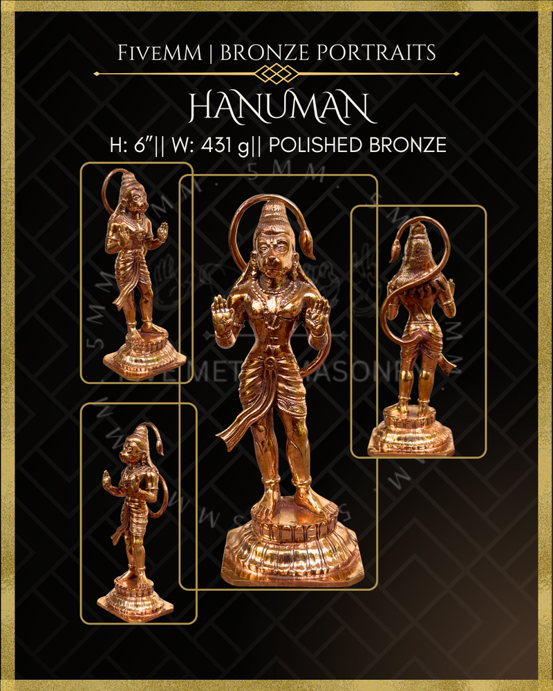 Abhaya Hanuman Panchaloha Bronze Icon - 6" - Polished finish