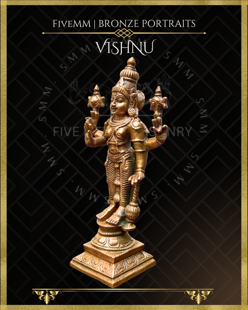 Vishnu Panchaloha Bronze Icon - 6"