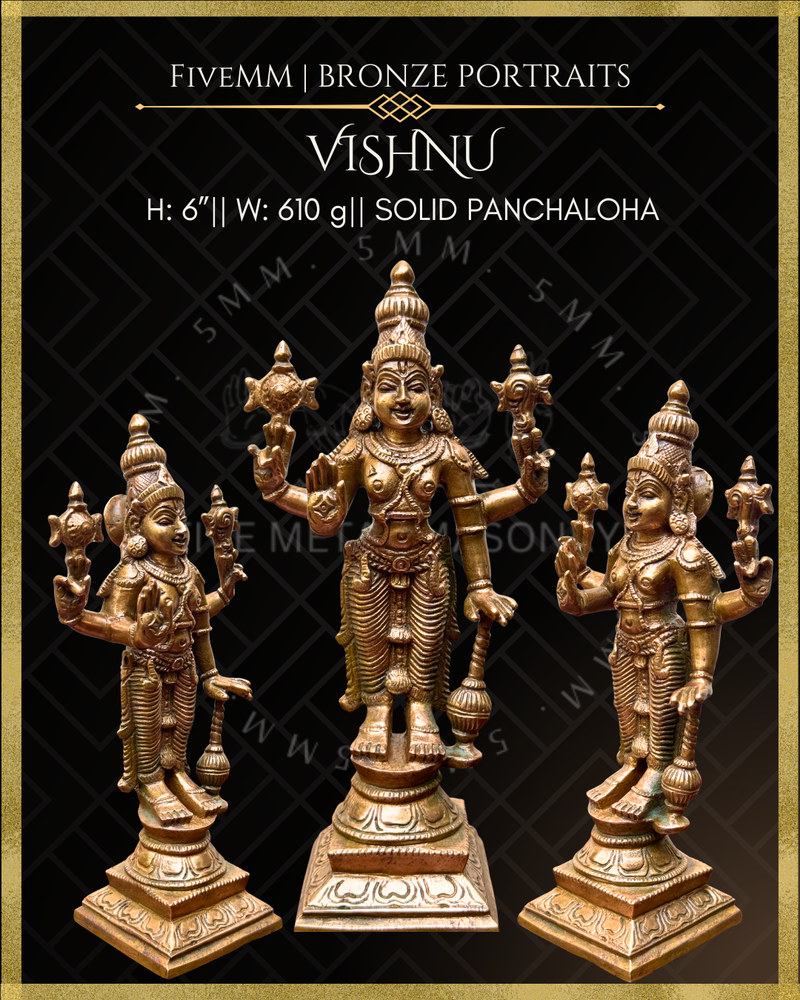 Vishnu Panchaloha Bronze Icon - 6"