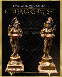 Dipalakshmi / Paavai Vilakku Panchaloha Bronze Icon Set - 6"