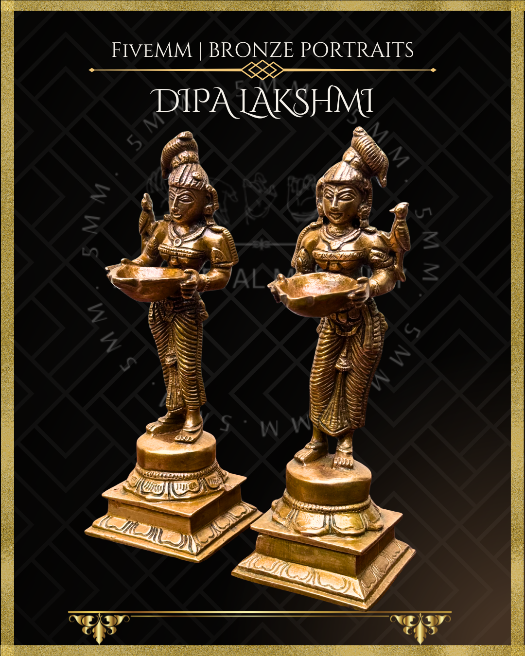 Dipalakshmi / Paavai Vilakku Panchaloha Bronze Icon Set - 6"