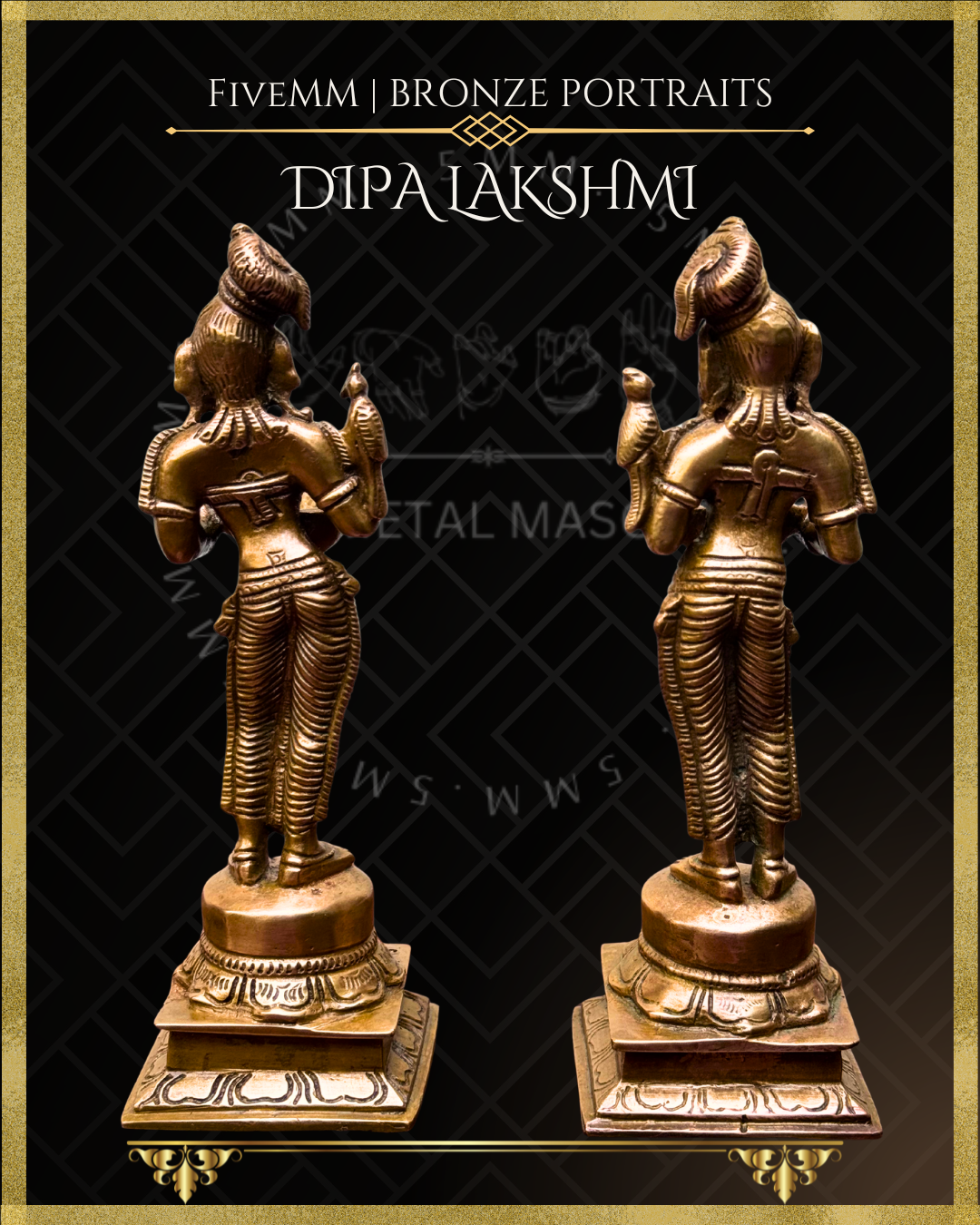 Dipalakshmi / Paavai Vilakku Panchaloha Bronze Icon Set - 6"