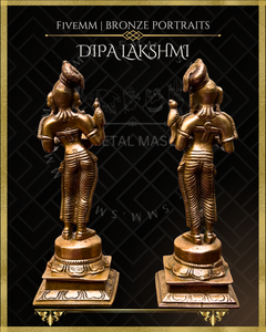 Dipalakshmi / Paavai Vilakku Panchaloha Bronze Icon Set - 6"