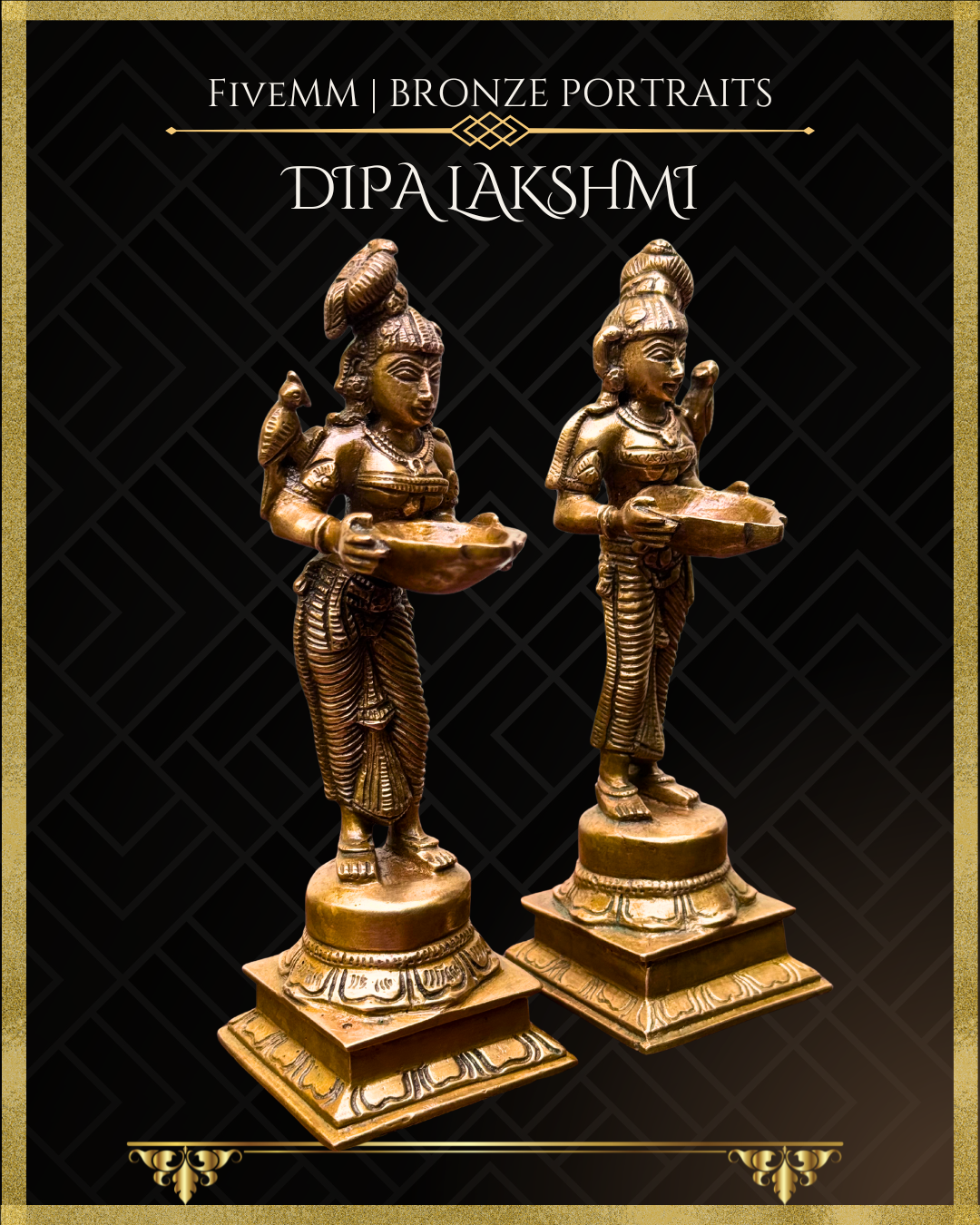Dipalakshmi / Paavai Vilakku Panchaloha Bronze Icon Set - 6"