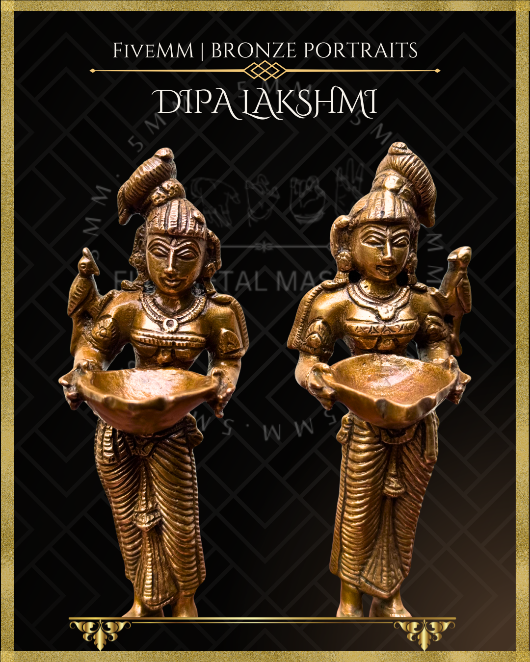 Dipalakshmi / Paavai Vilakku Panchaloha Bronze Icon Set - 6"