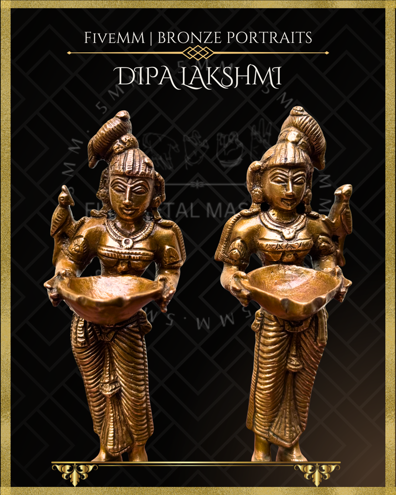 Dipalakshmi / Paavai Vilakku Panchaloha Bronze Icon Set - 6"