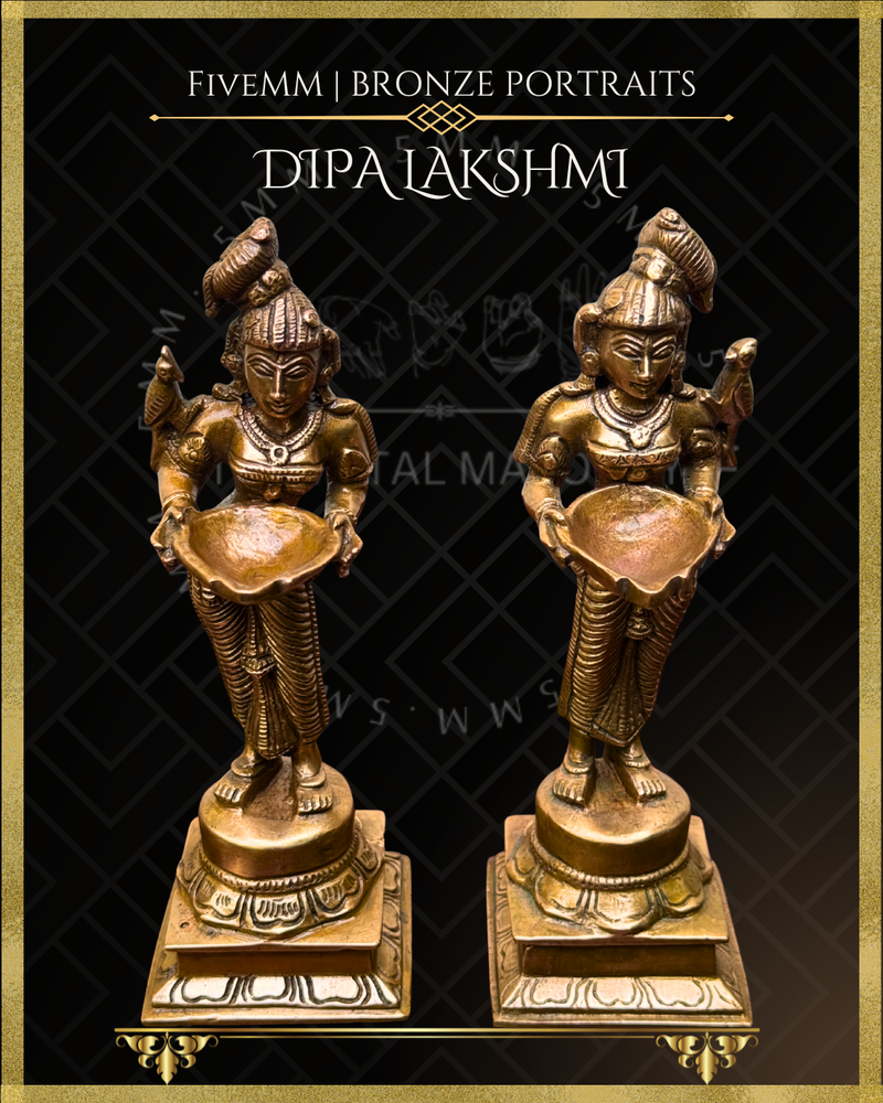 Dipalakshmi / Paavai Vilakku Panchaloha Bronze Icon Set - 6"