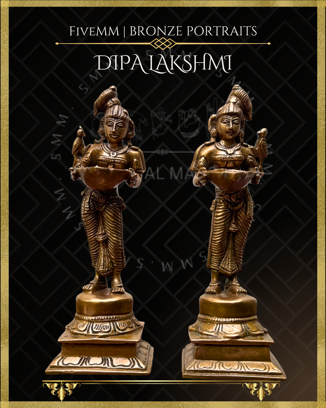 Dipalakshmi / Paavai Vilakku Panchaloha Bronze Icon Set - 6"