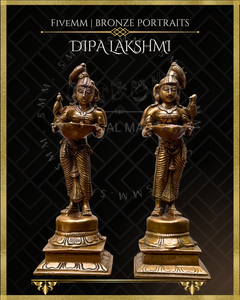 Dipalakshmi / Paavai Vilakku Panchaloha Bronze Icon Set - 6"