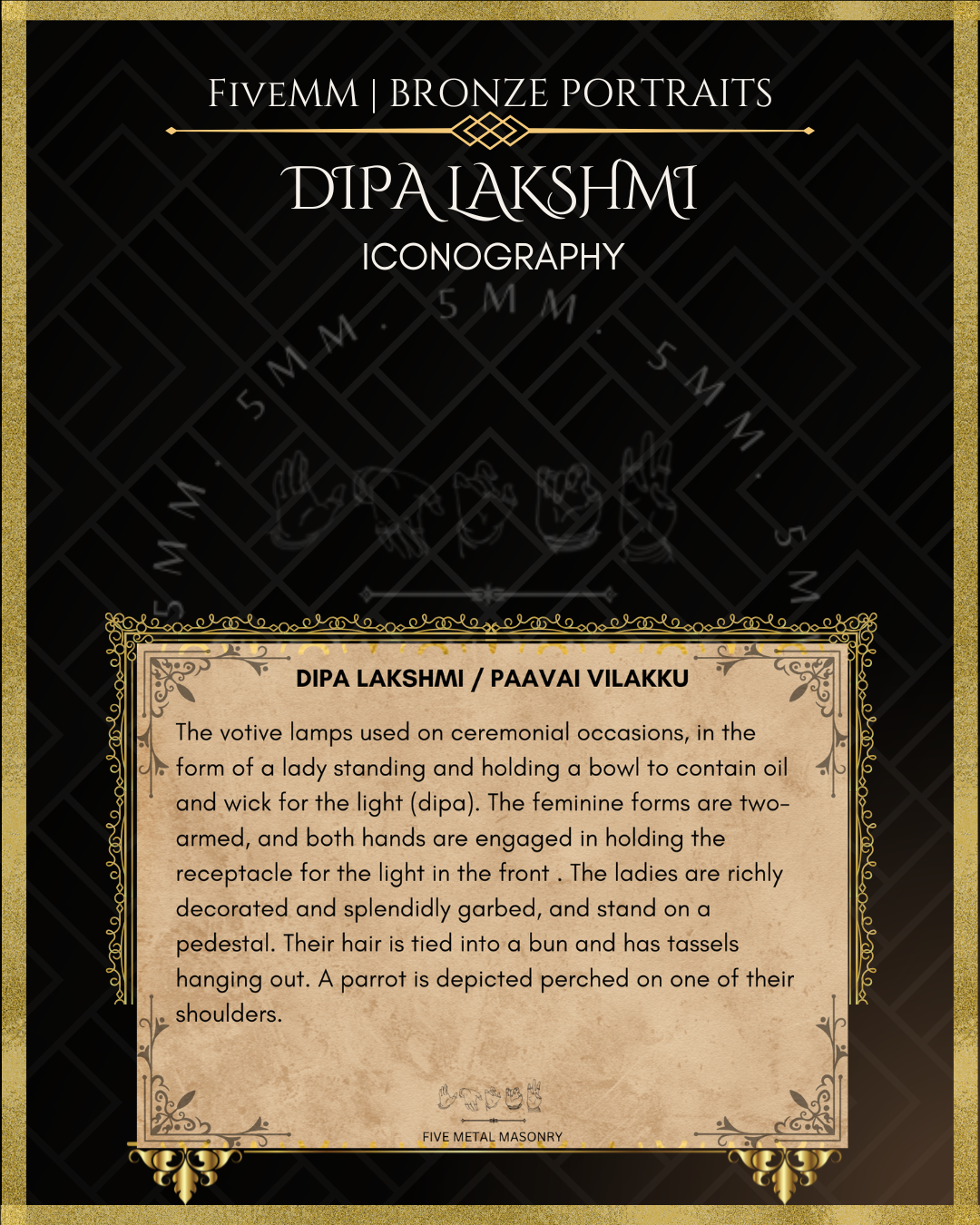 Dipalakshmi / Paavai Vilakku Panchaloha Bronze Icon Set - 6"