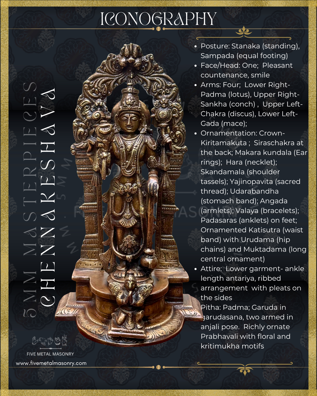 Chennakeshava Perumal Panchaloha Bronze Icon - 10"-  Masterpieces Collection
