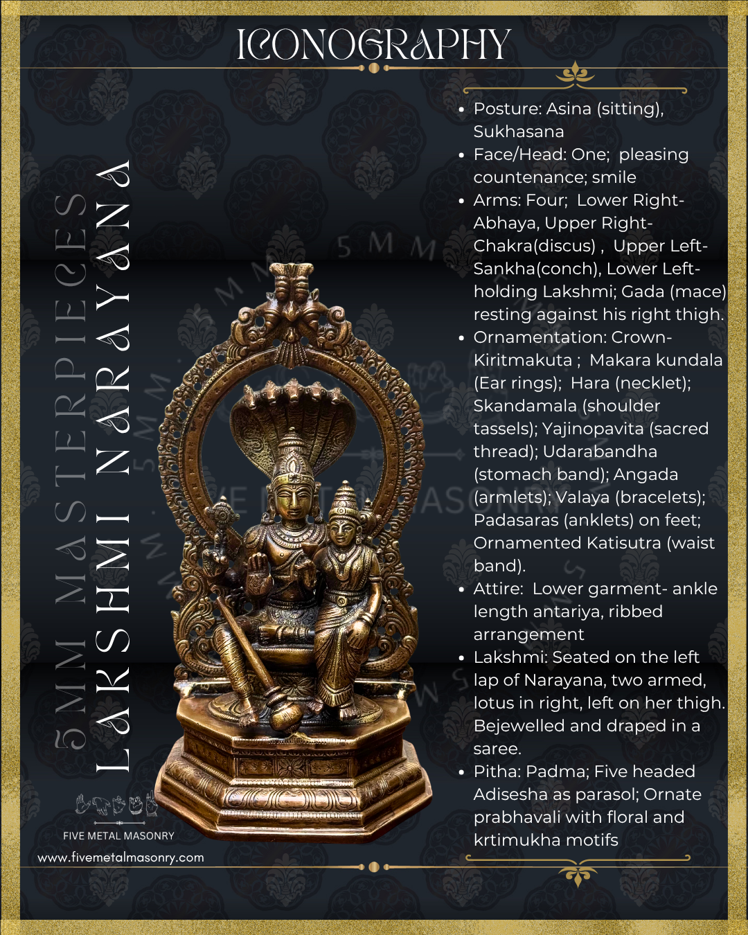 Lakshmi Narayanan Panchaloha Bronze Icon - 10" -  Masterpieces Collection