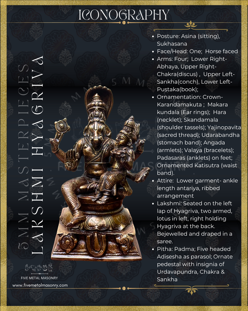 Lakshmi Hyagreeva Panchaloha Bronze Icon - 7"-  Masterpieces Collection